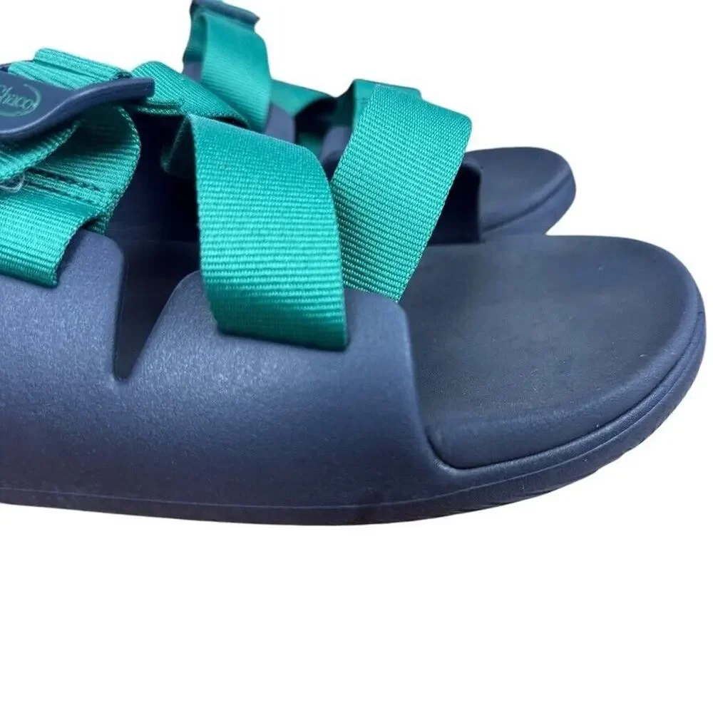 Chaco Chillos Slide Navy Green Mens Sandals Sporty Summer Shoes Flip Flops sz 14